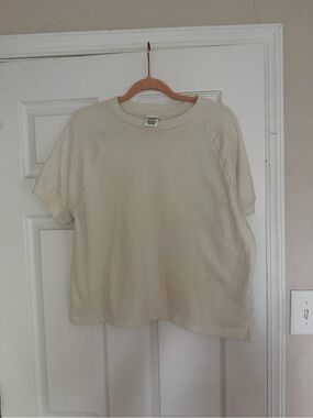 PINK Victoria's Secret Short Sleeve Crewneck Tee in Cream